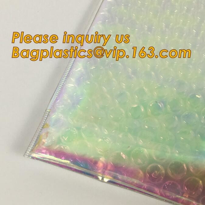 Holographic Zipper Slider Zip Lock Bubble Bag,Cosmetic Zipper Bag/Rose Gold Slider Bubble Bag with Logo,Slider Bubble Zi
