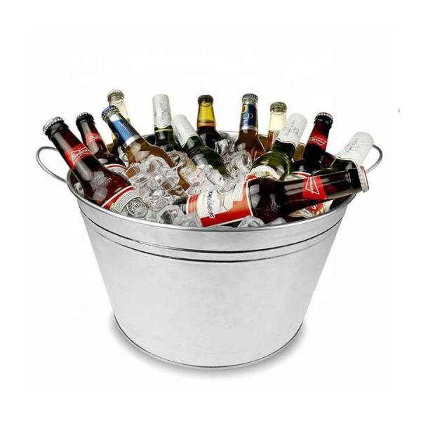Popcorn Metal Wine Bucket Custom Branding 5L Round Metal Galvanized Ice Bucket