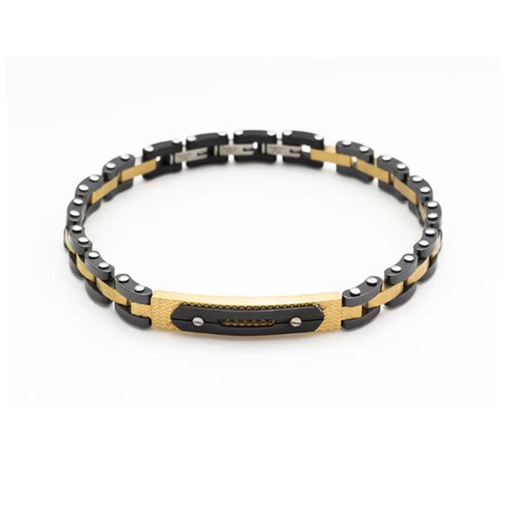 Classic Men Wide Stainless Steel Bracelet Two Tone Rose Gold With Silver Watch Band