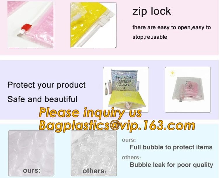 Custom Bubble Zip lockkk Packaging Bag Slider Padded Bag,Anti Shock Plastic PE Material Mailer Zip Lock Padded Bag /Slider
