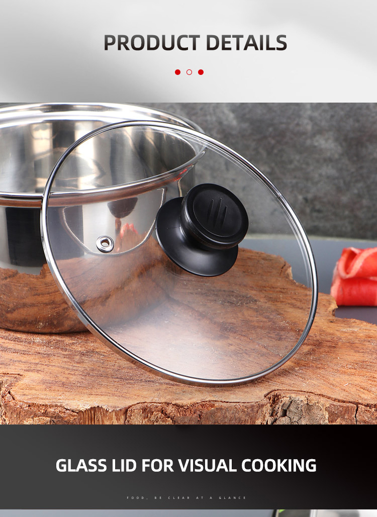 High Quality 6 Pieces Stainless Steel Cooking Pot Sauce Pan Cookware Set Milk Pot Set With Glass Lid