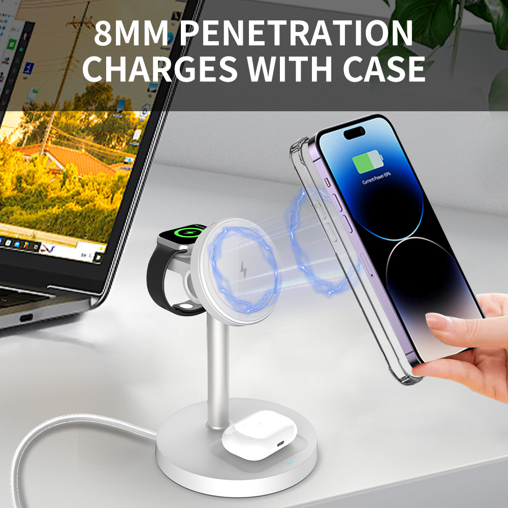 S11 3 in 1 Magnetic Wireless Charging Stand Durable ABS PC Material