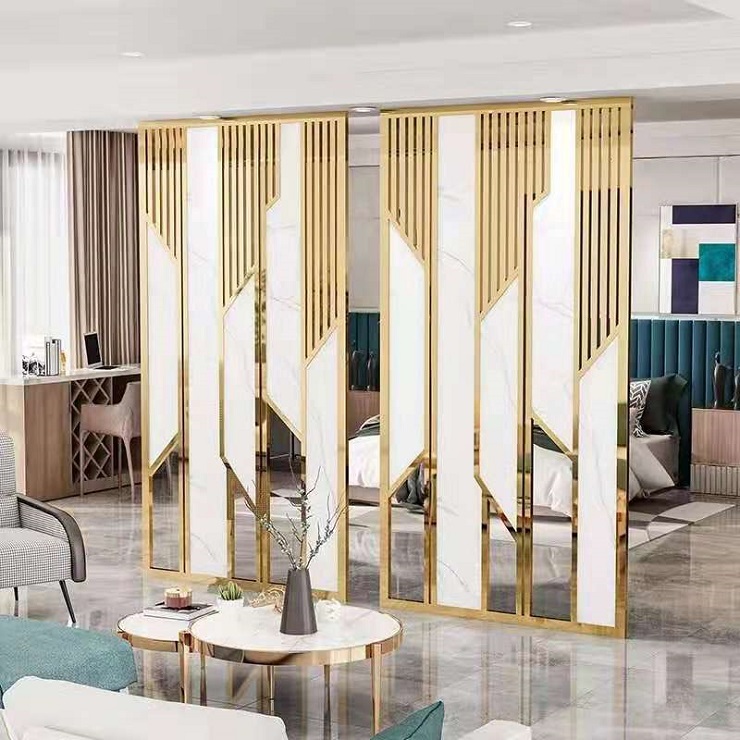Golden Stainless Steel Screen Decorative Wall Panels Modern Room Dividers