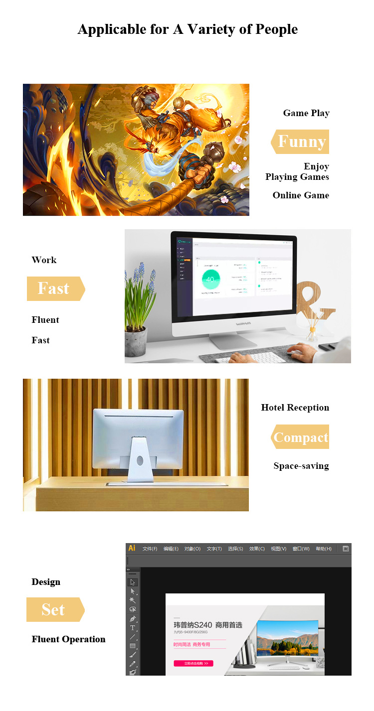 18.5 Inch Core I3 I5 I7 Led Aio Monoblock Barebone Touch All In One Pc For Designers