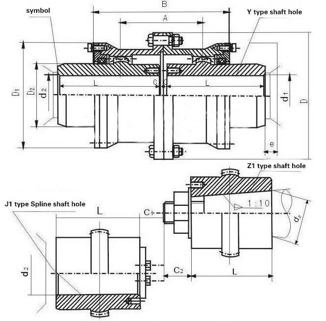 GICL Standard Drum Gear High Torque Flexible Coupling For Industrial Equipment