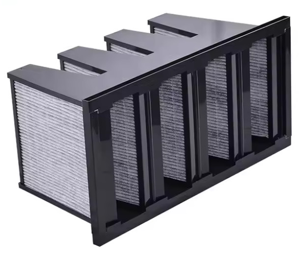 Compact V-Bank Air Filter With Activated Carbon For Industrial Gas And Odor Removal
