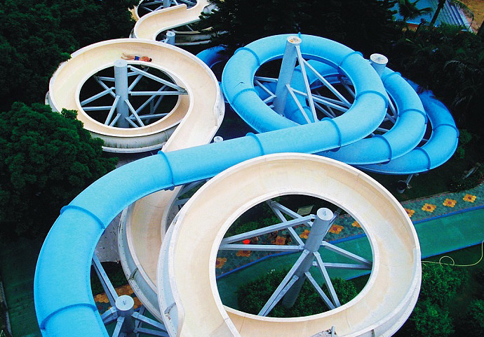 Giant Water Park Accessories Fiberglass Water Slide with 10.8m Platform Height for Outdoor / Indoor Aqua Park