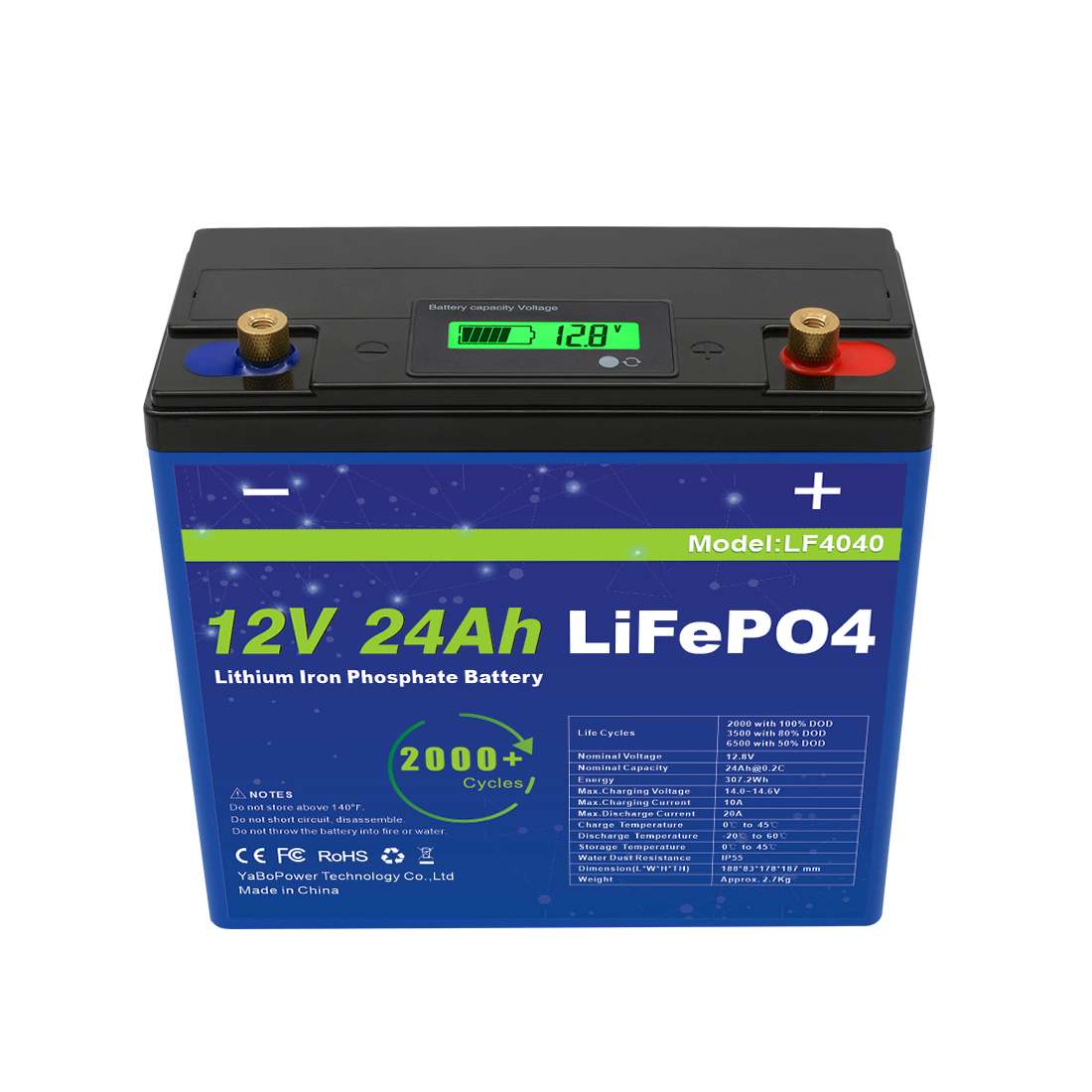 Lightweight 12v 24ah Lifepo4 Battery Portable Design For Boats / Golf Carts