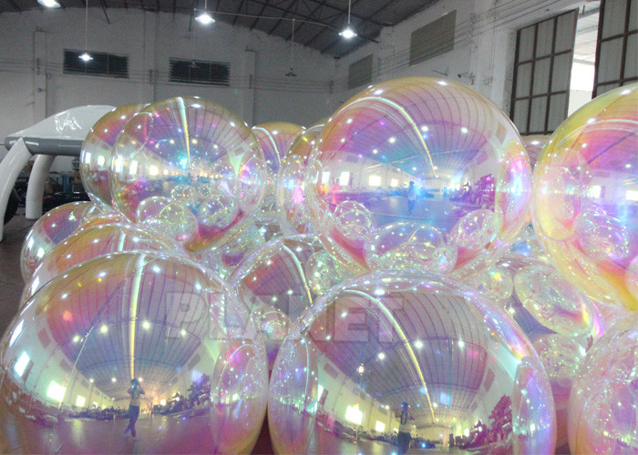 Custom Exhibition Decoration Water Floating PVC Reflective Light Sphere Mirror Balloons Disco Inflatable Mirror Ball