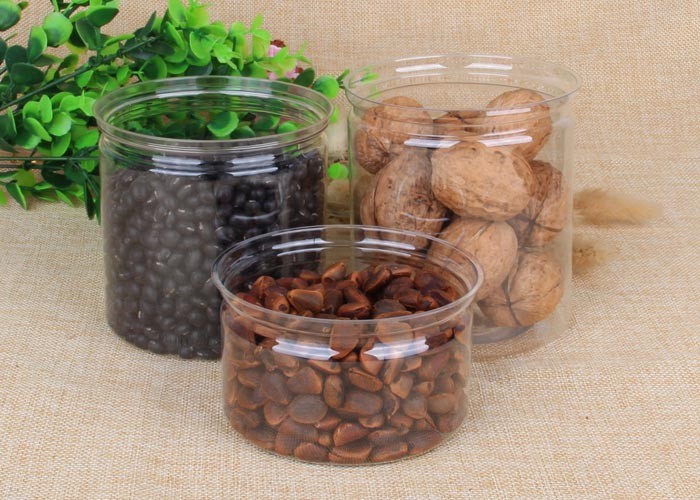 Customized Snacks / Tea Packing Pet Plastic Jars Easy Open Lid Air - Proof