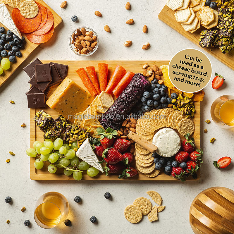 Large End Grain Bamboo Cutting Board with Juice Groove and Customized Logo