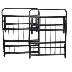 China School Dormitory Iron Double Bed Frame with Sleek Black Design and Foldable Feature on sale