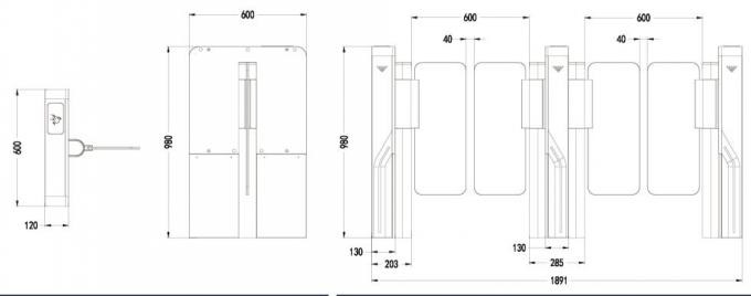 AC240V Compact Swing Barrier Gate 600mm Passage Width For Office Building 0