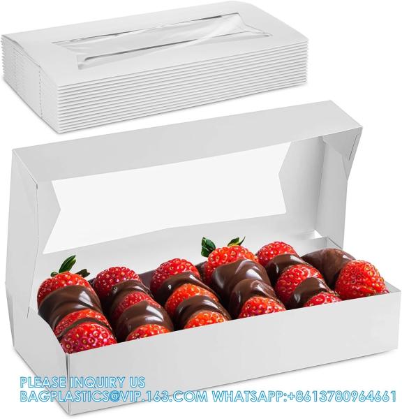 White Bakery Boxes With Window, 9x6x3 Inch, For Pastry, Dessert, Pies Packaging,