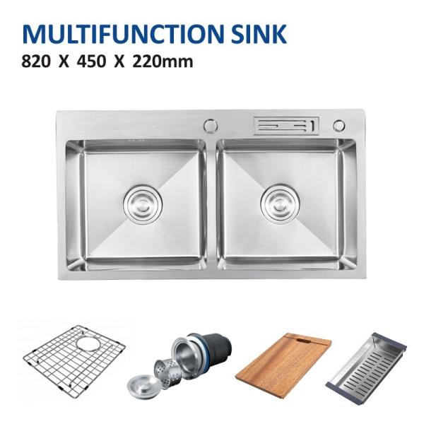 32' Multifunction Top Mount Farmhouse Sink Stainless 16 Gauge With Knife Holder