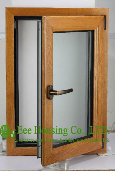 Casement Type Wood Aluminum Window, Insulating Double Glass(Inside is natural