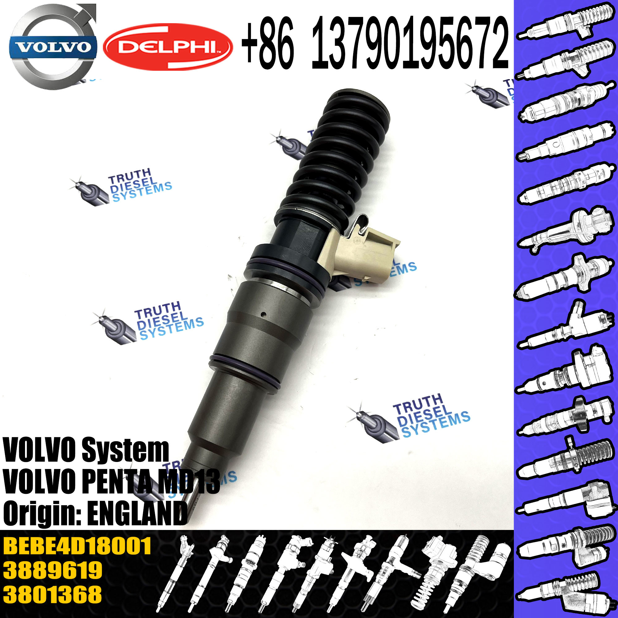 Diesel Fuel Injector 3801368 Common Rail Injection Nozzle BEBE4D27001 BEBE4D18001 For VOL PENTA MD13
