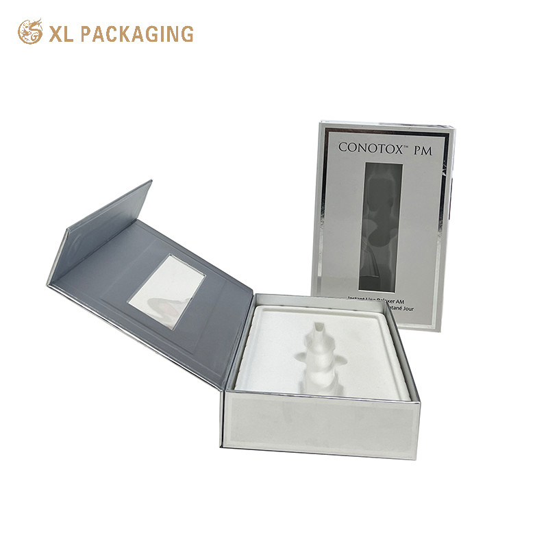 Magnet Silver Luxury Cosmetic Paper Box Fragrance Perfume Box With Window