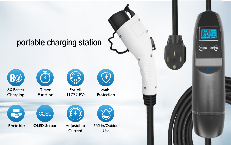 Byd Charging Port Type 2 Level 1 Level 2 Fast AC EV Charger 32a Home For Electric Car