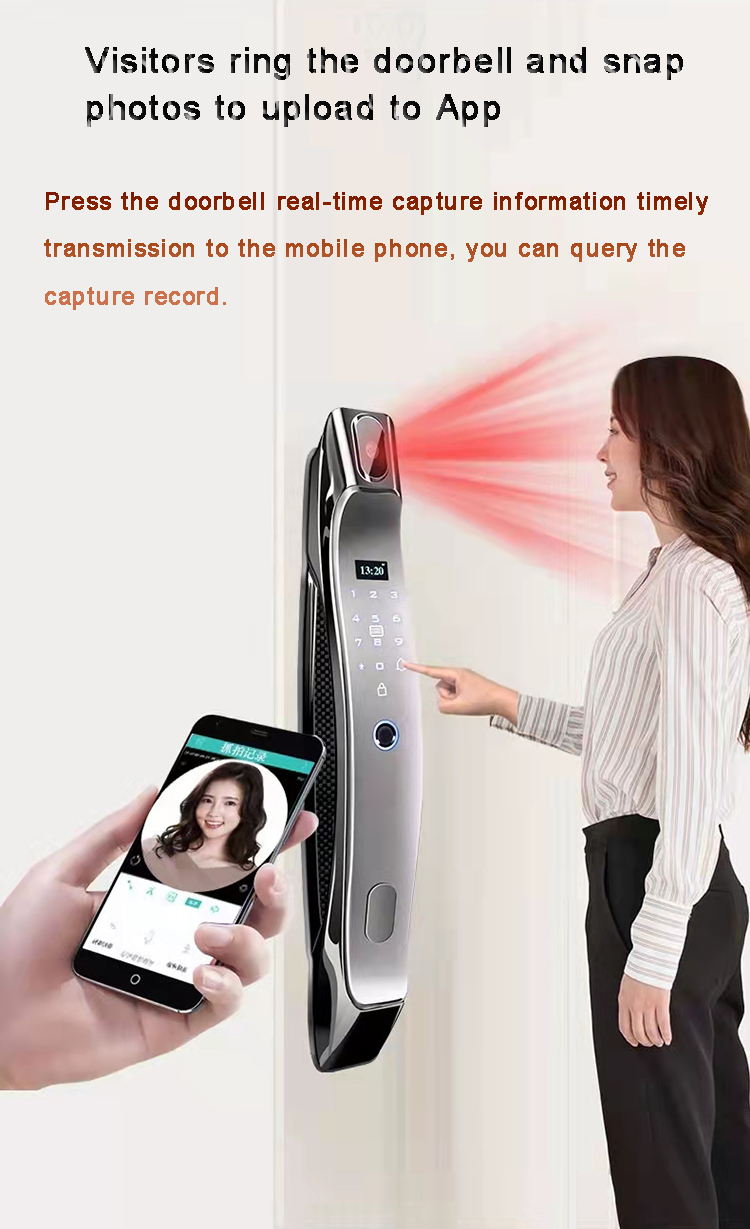 3D Face Recognition Digital Door Lock Fingerprint Password Keyless Wifi Smart Camera Door Lock for Villa Aprtment
