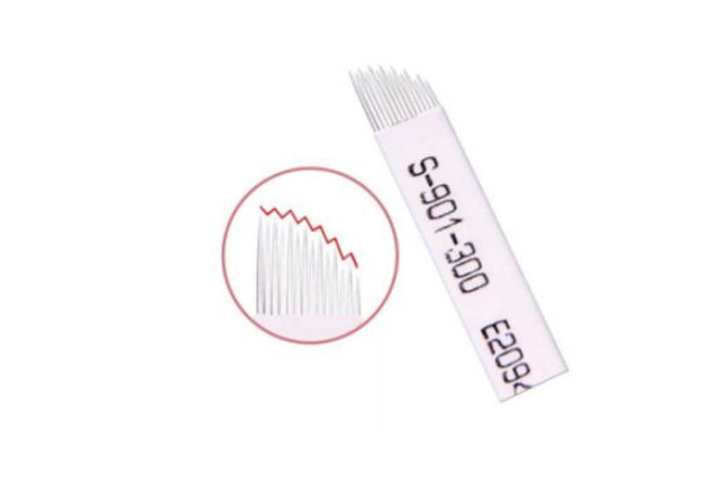 Disposable Semi Permanent Makeup Eyebrow Tattoo Needle 14-pin High-low Arc Fog Eyebrow Needle Non-toxic ,Easy to Color