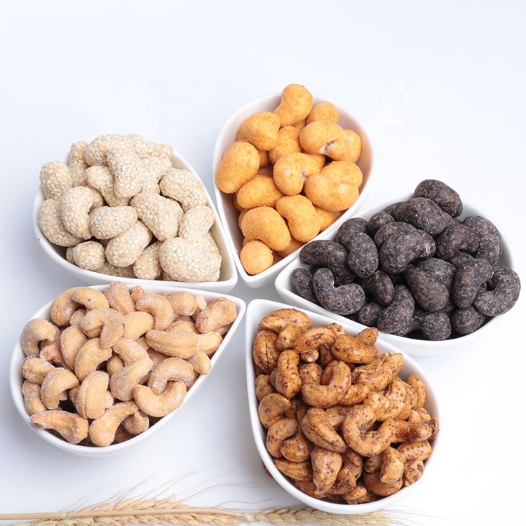 Kosher/Halal Certified Soy Sauce Coated Roasted Cashew Nut Snacks Healthy Food with Crispy and Crunchy Taste