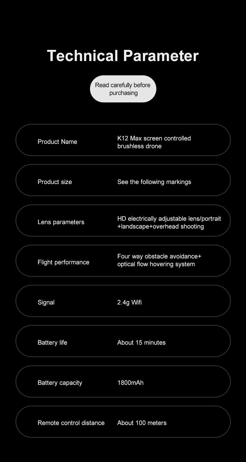 Newest 3 Hd Cameras K12 Max Drone Optical Flow 4k Fpv Infrared Obstacle Avoidance Drones Foldable Quadcopter RC Drone Toys