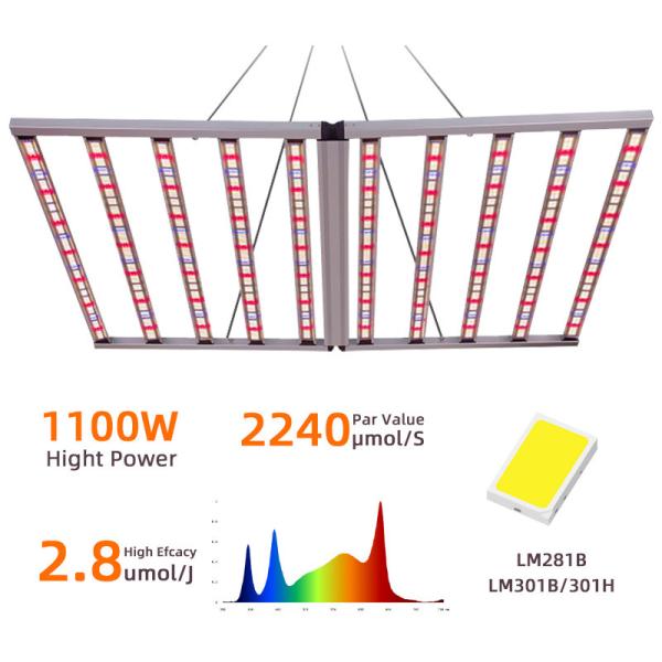 0-10V Dimmable UV IR LED Grow Lights 1100W Waterproof 3 Channel Full Spectrum