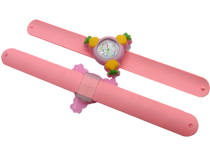 led Children's fruit spinning pineapple clap silicone watch bracelet gift custom logo cartoon clap quartz literal