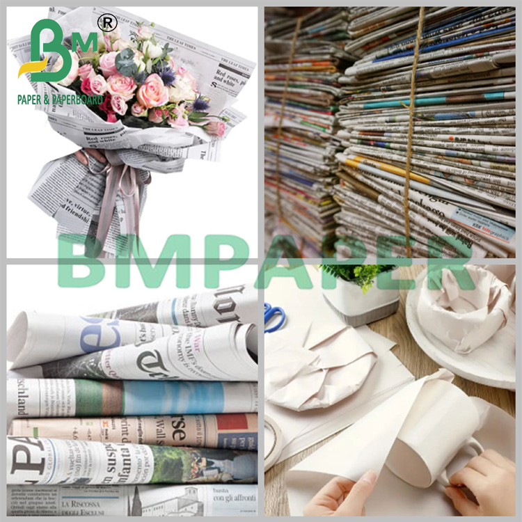 45g 61 x 86cm Recycled Pulp Newsprint Paper For Flower Packaging