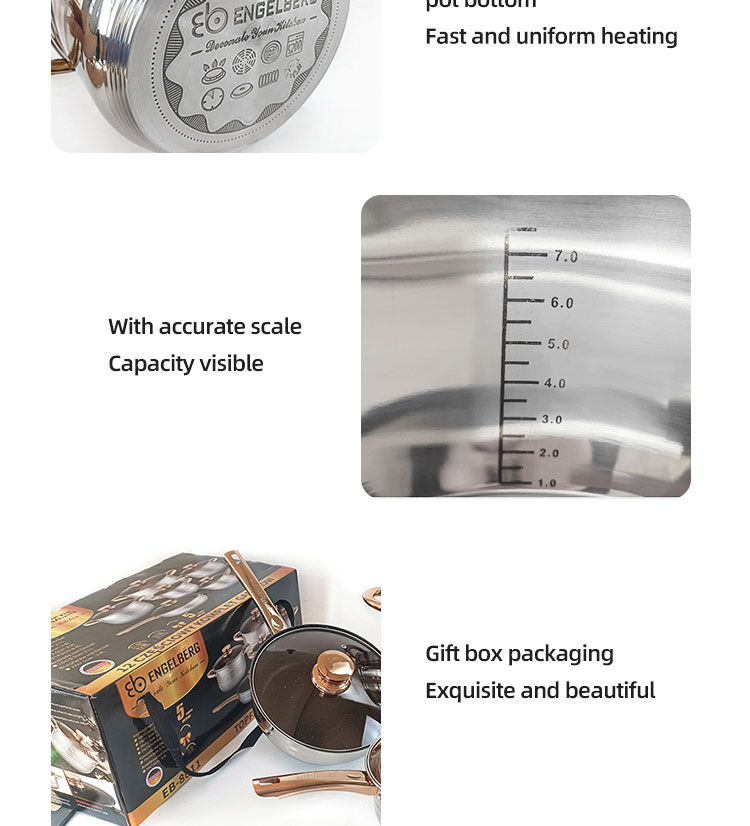 Home Cooking 12pcs Cookware Set Golden Handle Kitchen Pots Stainless Steel Cookware Pan Set Cooking Pot Set