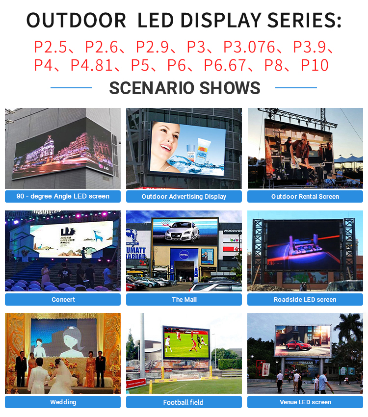 High Brightness P3 P4 P5 P6 P8 P10 LED Video Wall Display Screen Energy Conservation