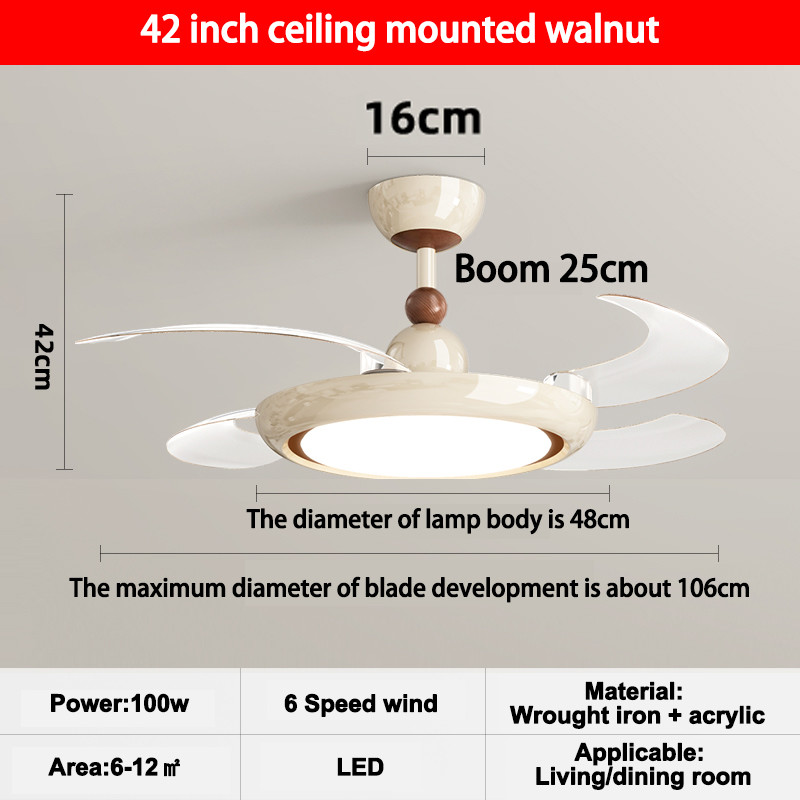 42 Inch Smart Luxury Indoor Fan Light , Modern Living Room Ceiling Fans With Bright Lights
