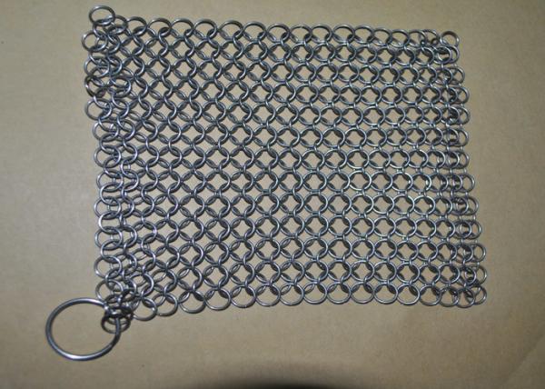 SGS Stainless Steel Chainmail Scrubber , 30 Ringer Cast Iron Cleaner For Kichen