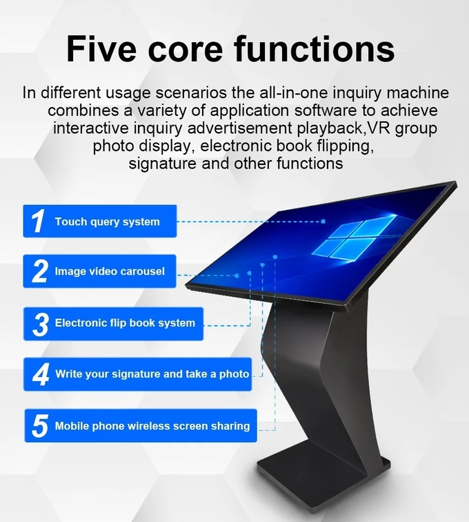 Horizontal Multimedia Display Terminal Interactive Self Service Kiosk 49 Inch