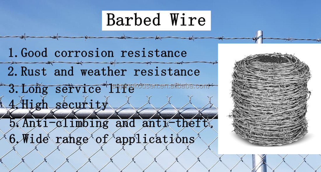 Hot Dip Galvanized Diamond Shape Cyclone Wire Mesh Chain Link Fence with Top Barbed Wire