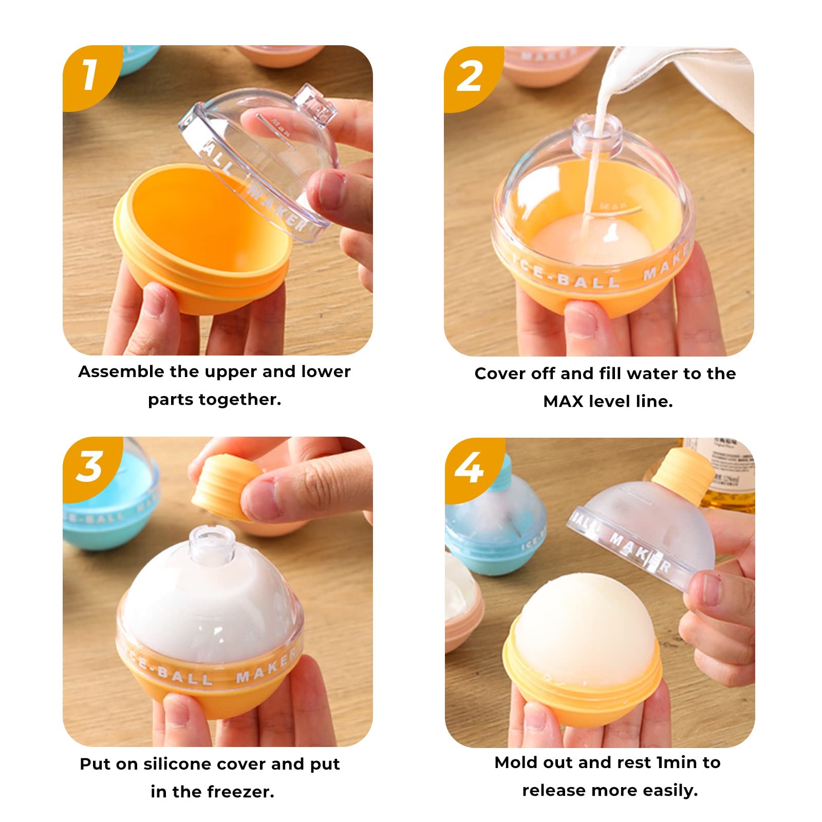2.5 Inches Silicone Ice Molds Cocktails Whiskey Ice Ball Maker