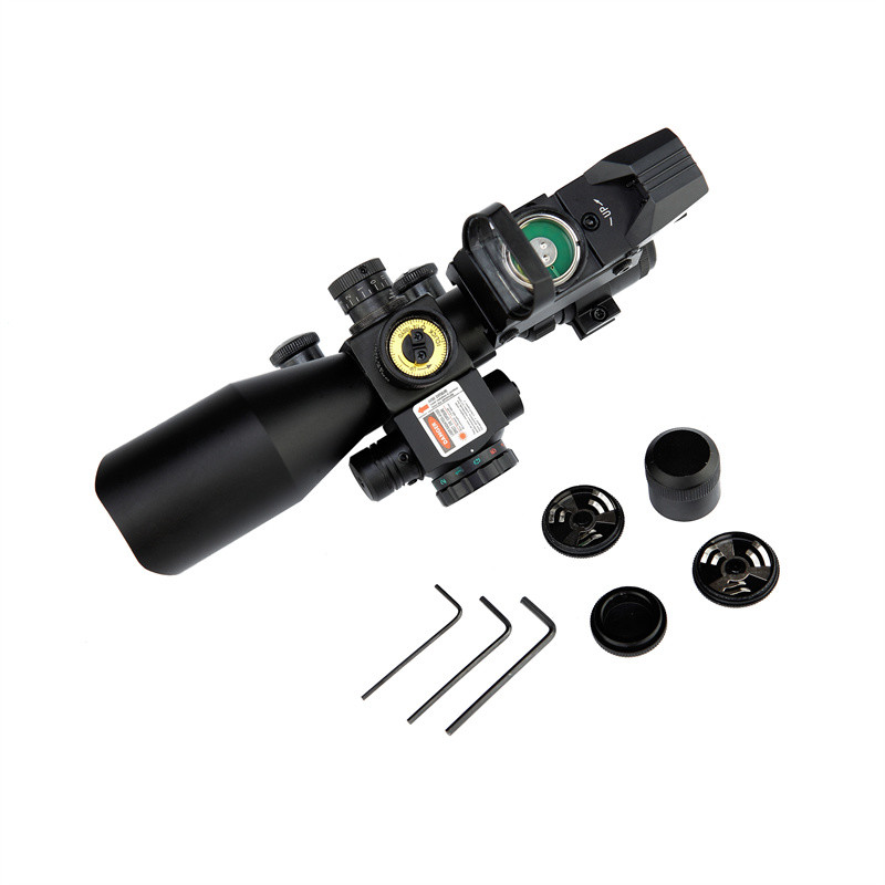 2.5-10x40 with Red Laser and Red Dot Sight Illuminated Tactical Hunting Scope