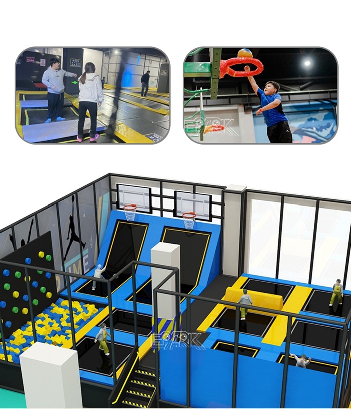 Indoor Slide Amusement Park Trampolin Park Kid Indoor Trampoline With Foam Pit