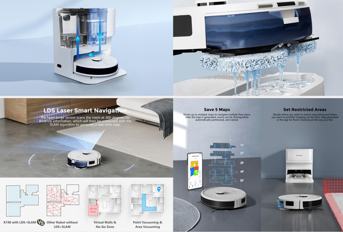 5200mAh Battery Robot Vacuum And Mop CE RoHS