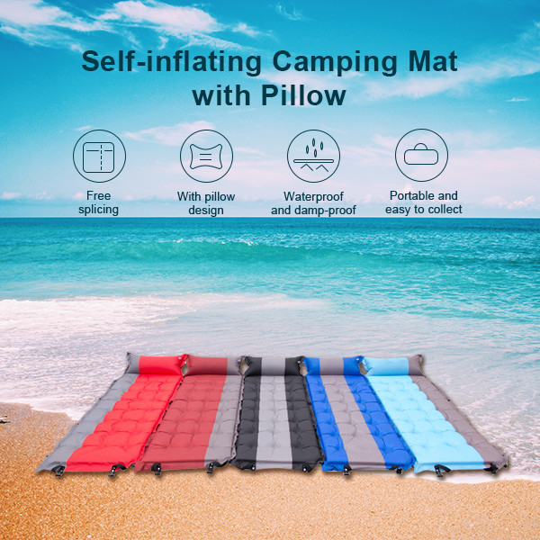 Portable Self Inflating Sleeping Pad Foam Waterproof Air Mattress With Pillow