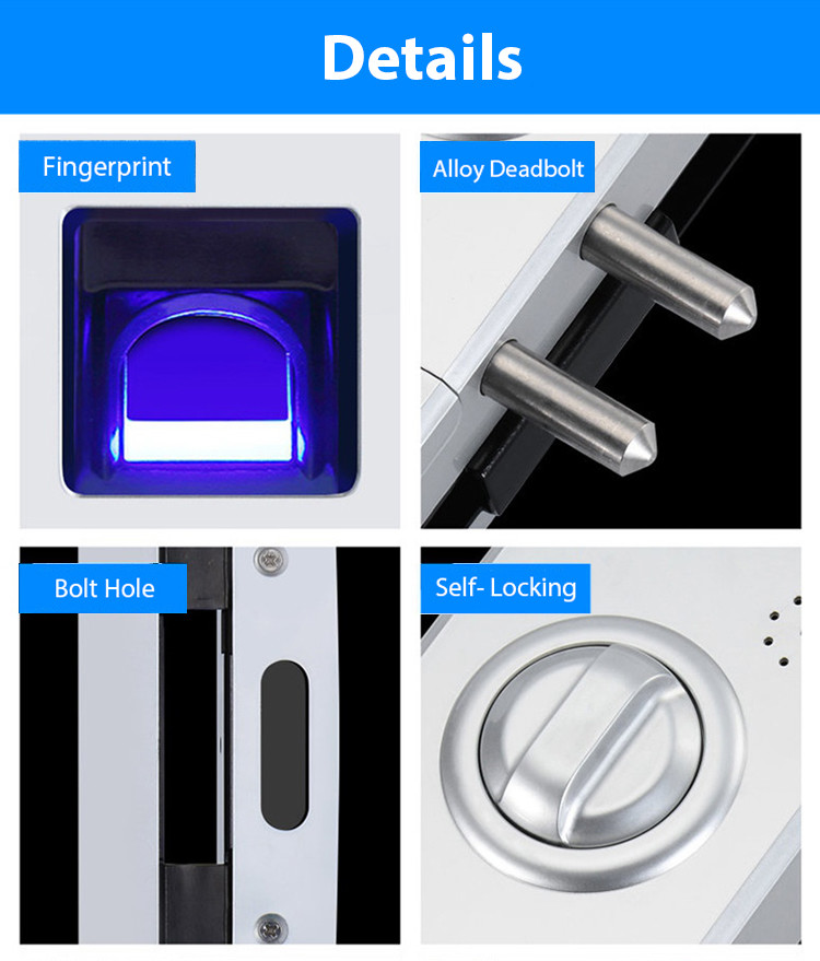 Smart Apartment Glass Door Lock Support Password Fingerprint 188mm * 111mm