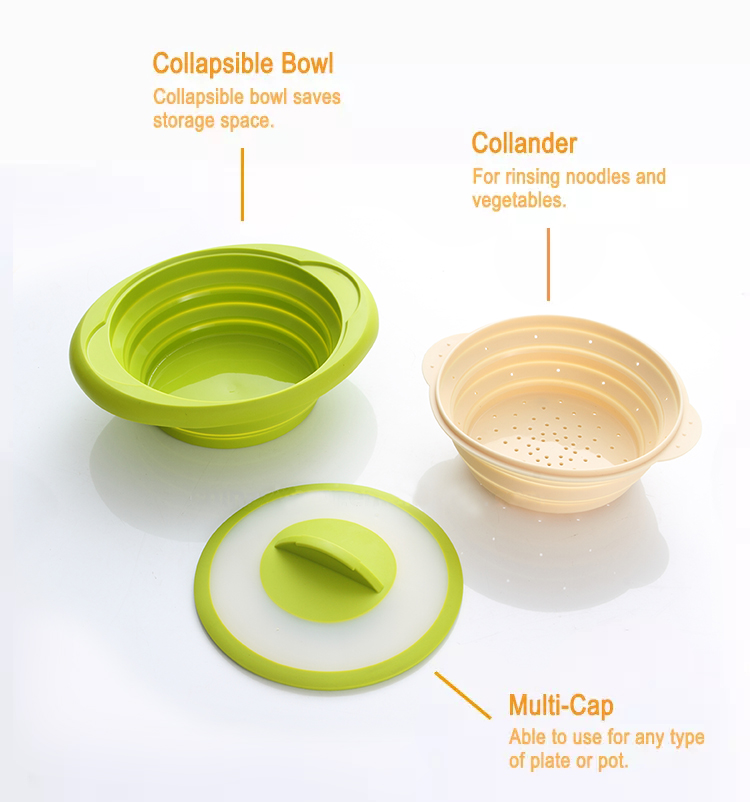 Hot Resistant Kitchen Utensil Food Grade Collapsible Silicone Food Steamer