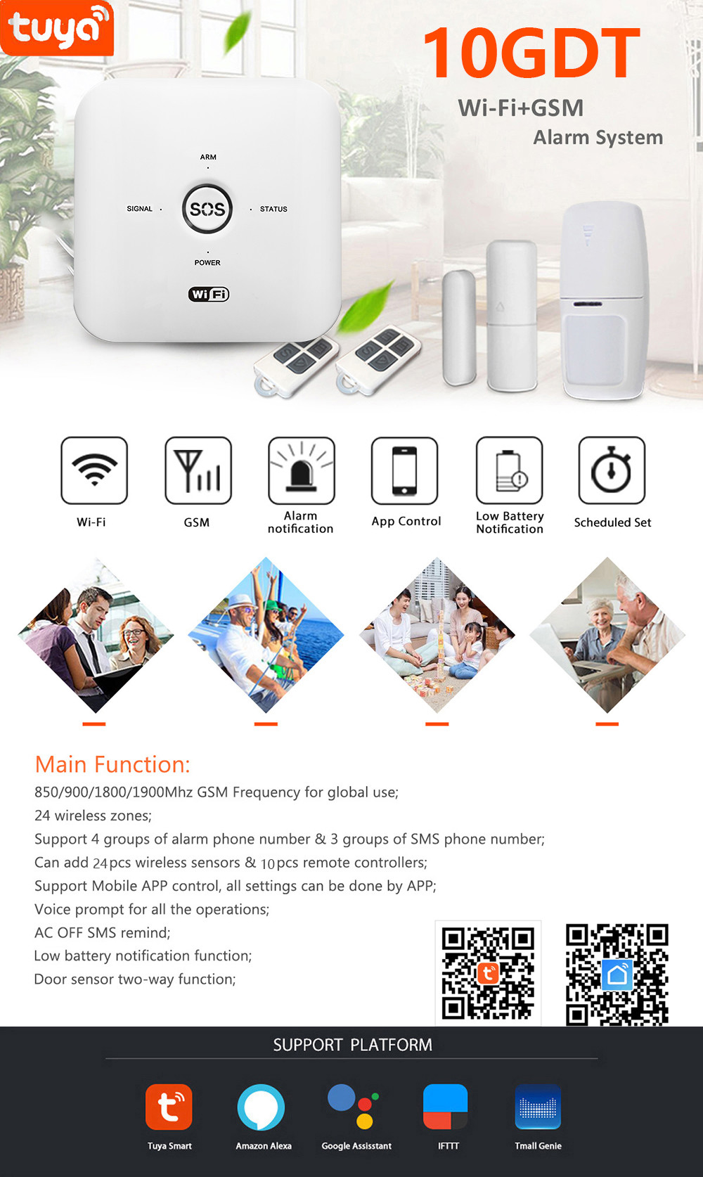 Wireless Door & Window Sensor Pir Motion Detector Wifi&gsm Home Alarm System