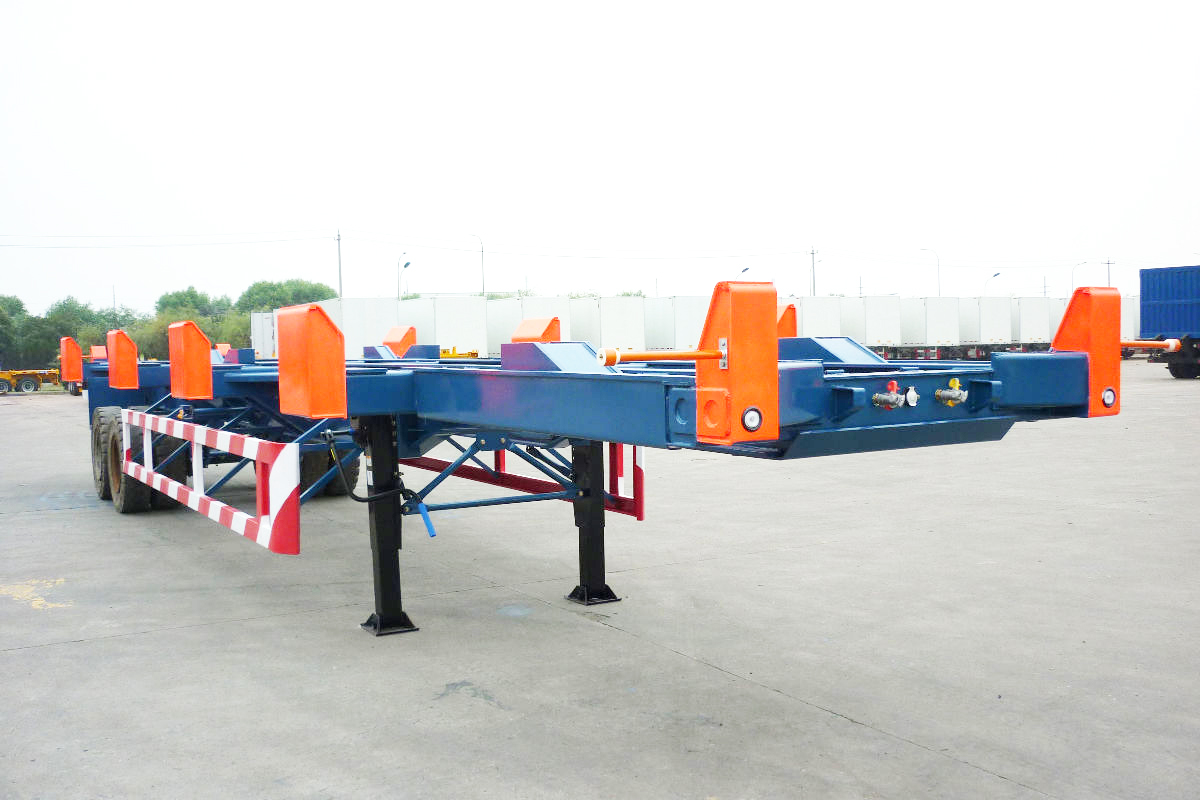 Light Tare Weight 2/3 Axles 20-40-45ft Air Suspension Container Chassis Semi-Trailer