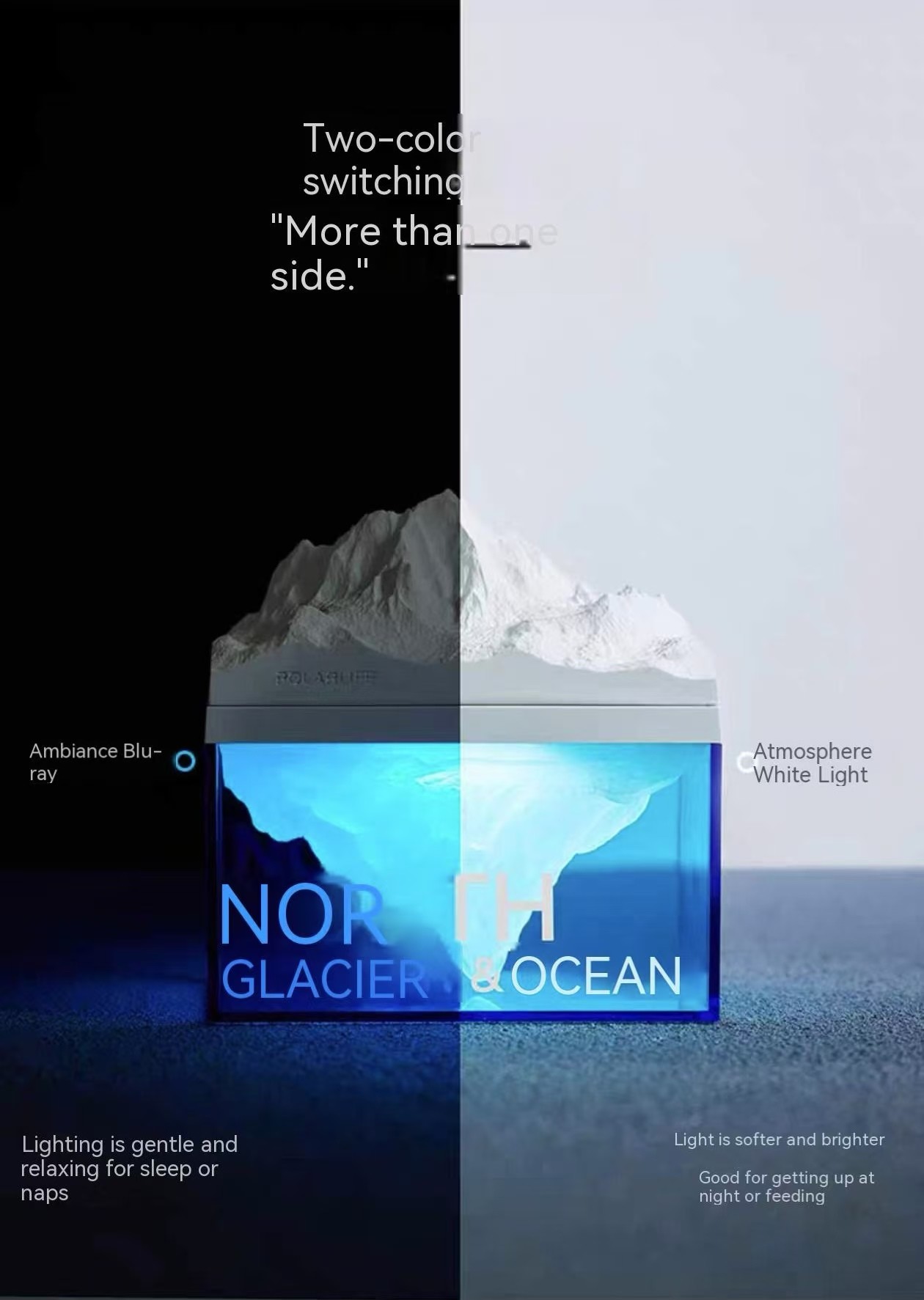 Sunmatte Lifestyle Gifts Ice Glacier Night Lamp Aromatherapy Essential Oil Bluetooth Speaker