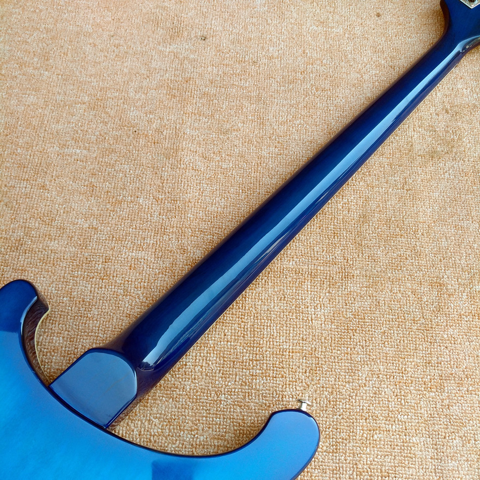 2018 Best Bass Top quality Rick 4003 model Ricken 4 strings Electric Bass guitar in blue color, Chrome hardware