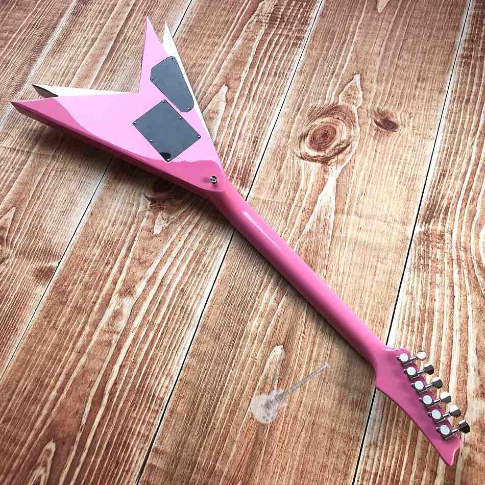 Custom Electric Guitar 2020 New Vibrato System Pink and Metallic Silver Customizable Logo Shape
