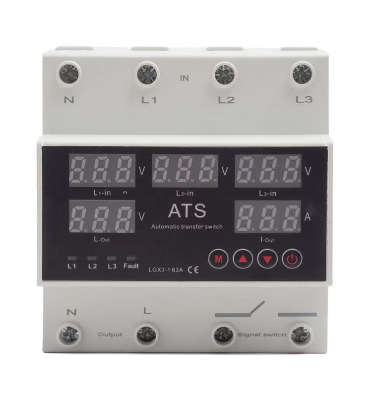 Automatic Transfer Switch 5 Display ATS Over/Undervoltage Overcurrent Protector 63A 80A 100A Three-Way Power Supply CB Type