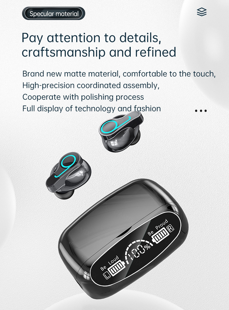 800mAh Wireless Gaming Earbuds IPX7 Micro USB Support Binaural Mode